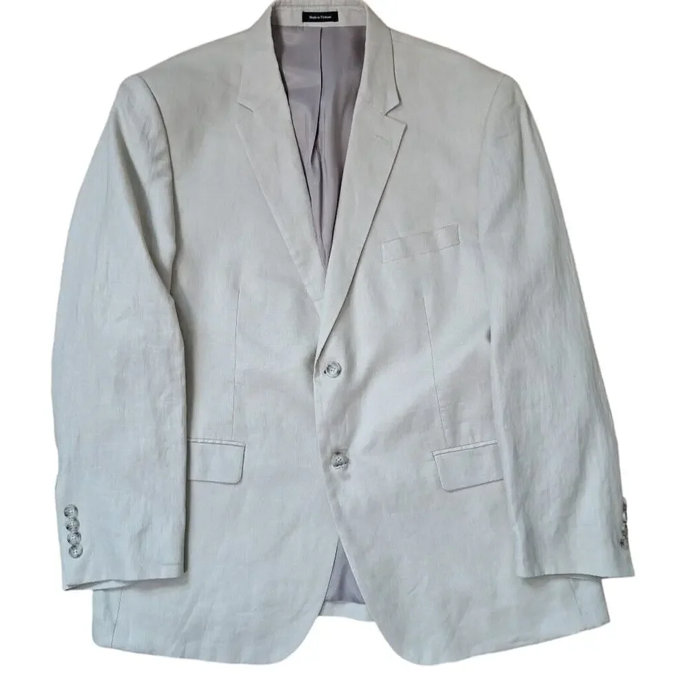Pronto Uomo Platinum Linen Blazer Sport Jacket Double Vent 2 Button Men Size 46R - Picture 6 of 9